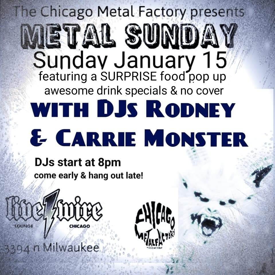 Metal Sunday w/ DJ's Rodney & CarrieMonster, $2 Blumenflüker shots & $3 PBR, A GRILLED CHEESE POP UP plus FREE POPCORN!