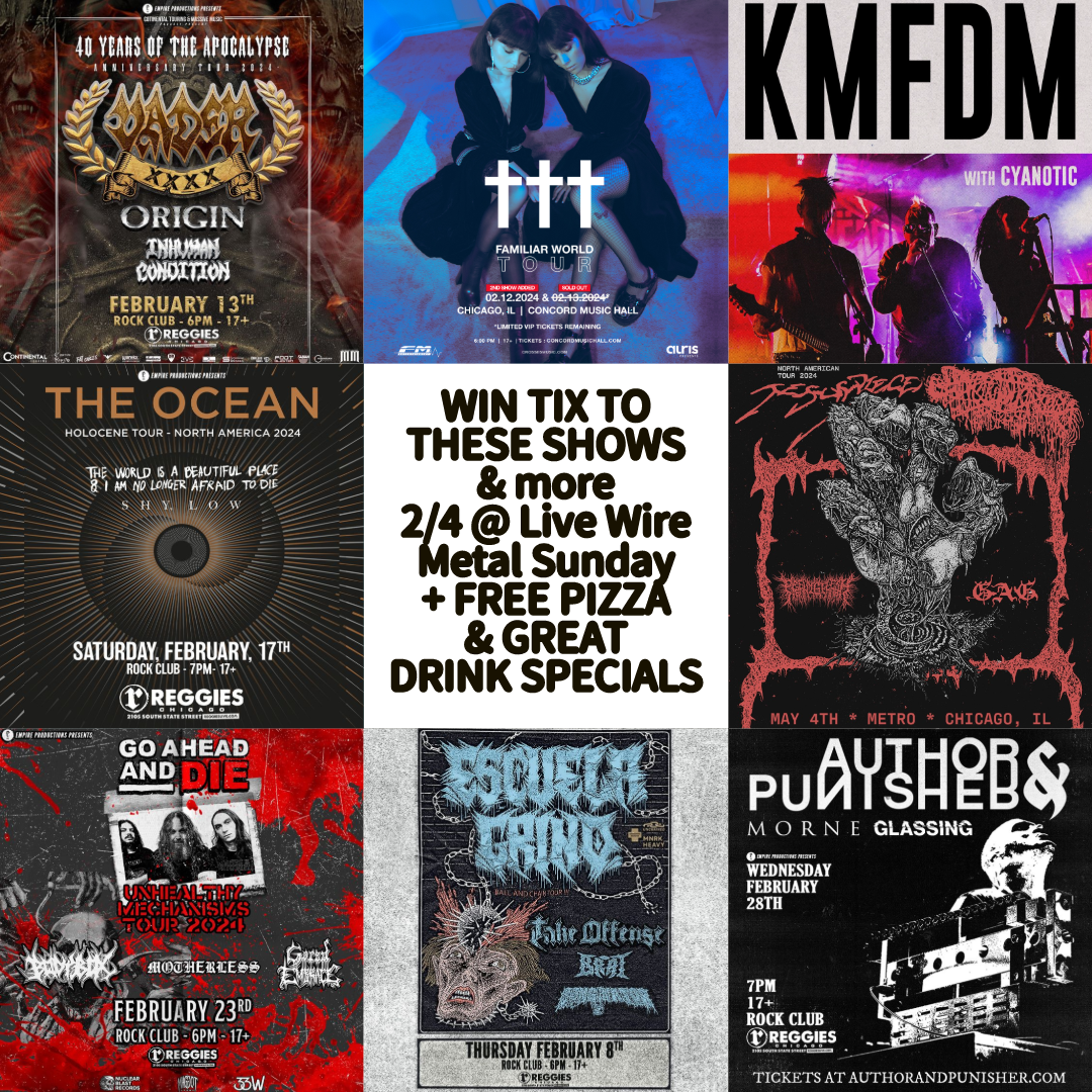 theCMF Metal Sunday FEBRUARY EDITION w/ TIX giveaways for 8 shows + FREE PIZZA + DJ's CarrieMonster, Rodney & Erik Orozco + great drink specials