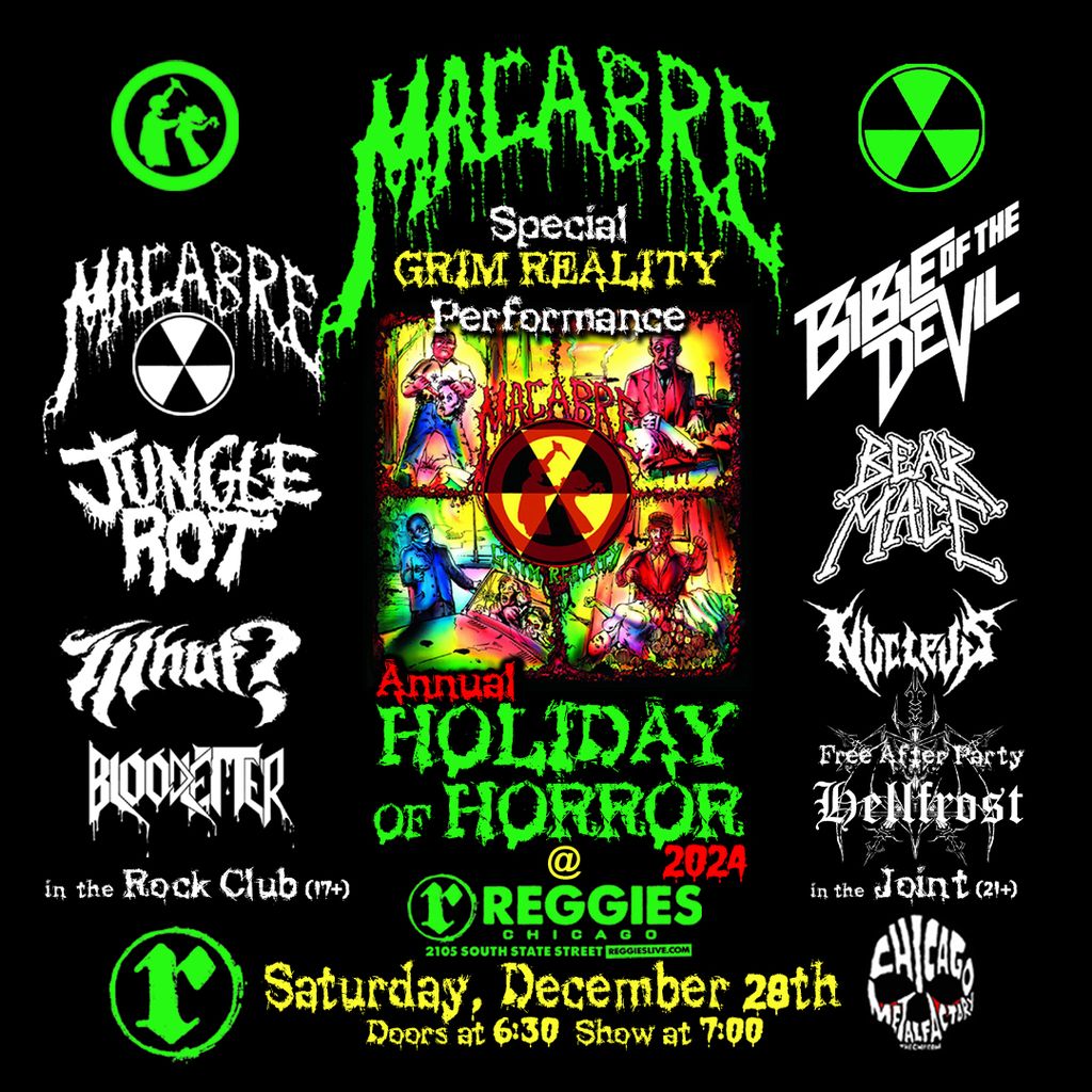 Holiday Of Horror 2024: MACABRE, JUNGLE ROT, BIBLE OF THE DEVIL, BEAR MACE, WHUT?, BLOODLETTER & NUCLEUS + free after party with HELLFROST