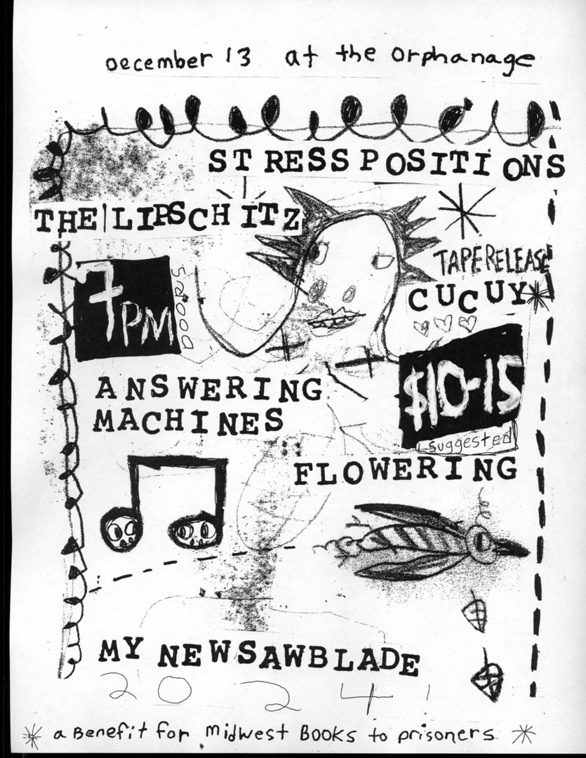 STRESS POSITIONS, THE LIPSCHITZ, CUCUY, ANSWERING MACHINES, FLOWERING, MY NEW SAWBLADE