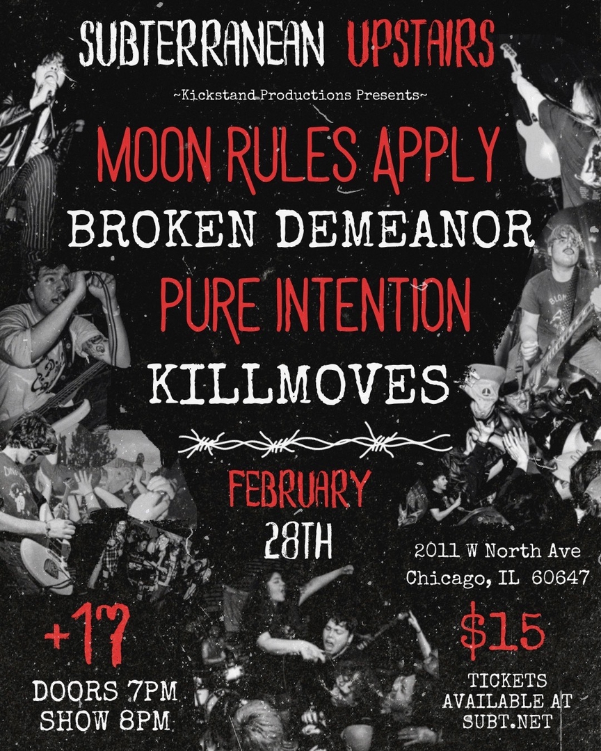 MOON RULES APPLY, BROKEN DEMEANOR, PURE INTENTION, KILLMOVES