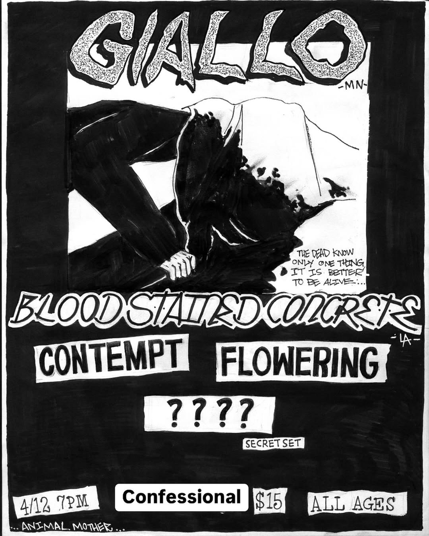 GIALLO, BLOOD STAINED CONCRETE, CONTEMPT, FLOWERING