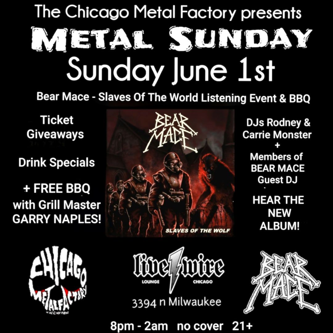 BEAR MACE listening event w/ BBQ at theCMF Metal Sundays June edition