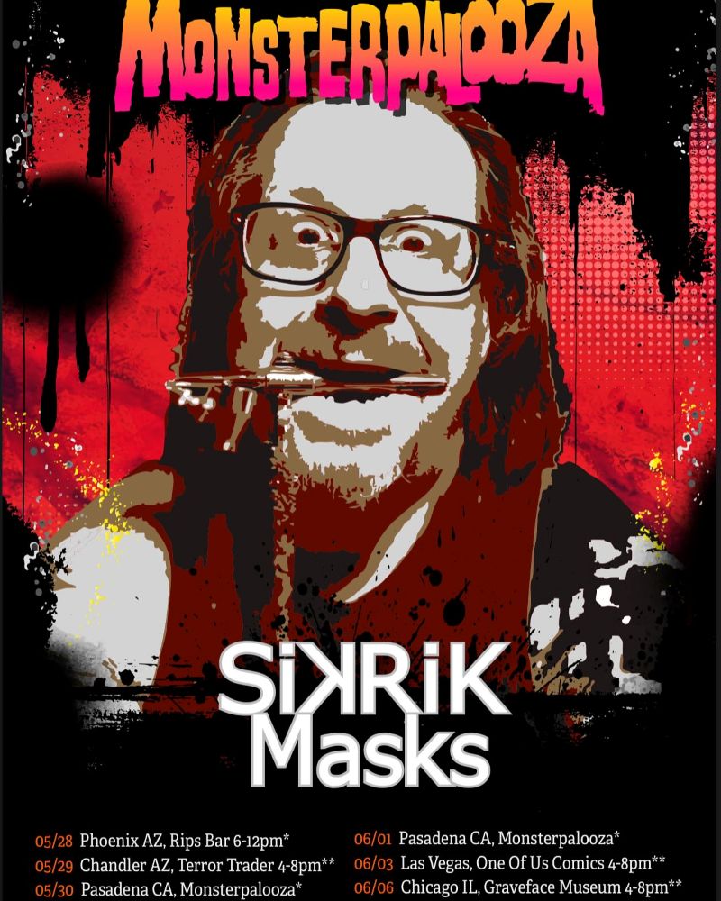 SikRik Masks live serial killer mask painting event + DISPLACER, THE FEAT