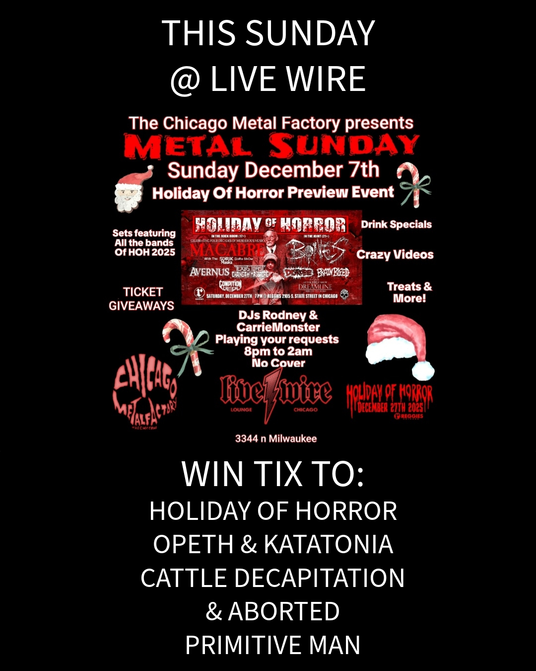 theCMF Metal Sundays Dec. edition - WIN OPETH Holiday Of Horror CATTLE DECAPITATION & PRIMITIVE MAN TIX + Holiday Of Horror preview night
