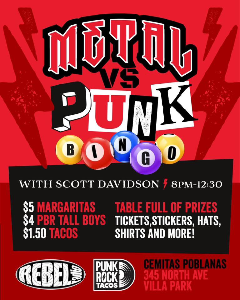 Metal vs Punk Bingo - Hosted by Scott Davidson of Rebel Radio!