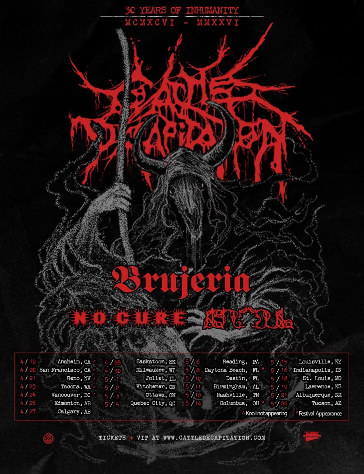 CATTLE DECAPITATION, BRUJERIA, NO CURE, KNOLL