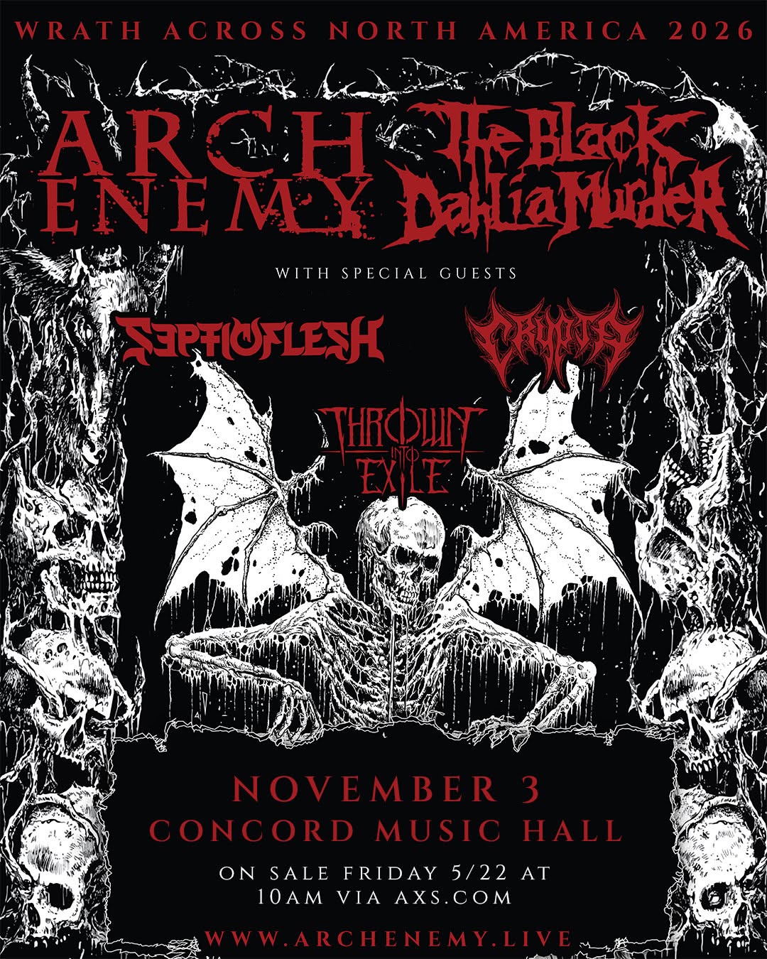 ARCH ENEMY, THE BLACK DAHLIA MURDER WITH SEPTICFLESH, CRYPTA, THROWN INTO EXILE