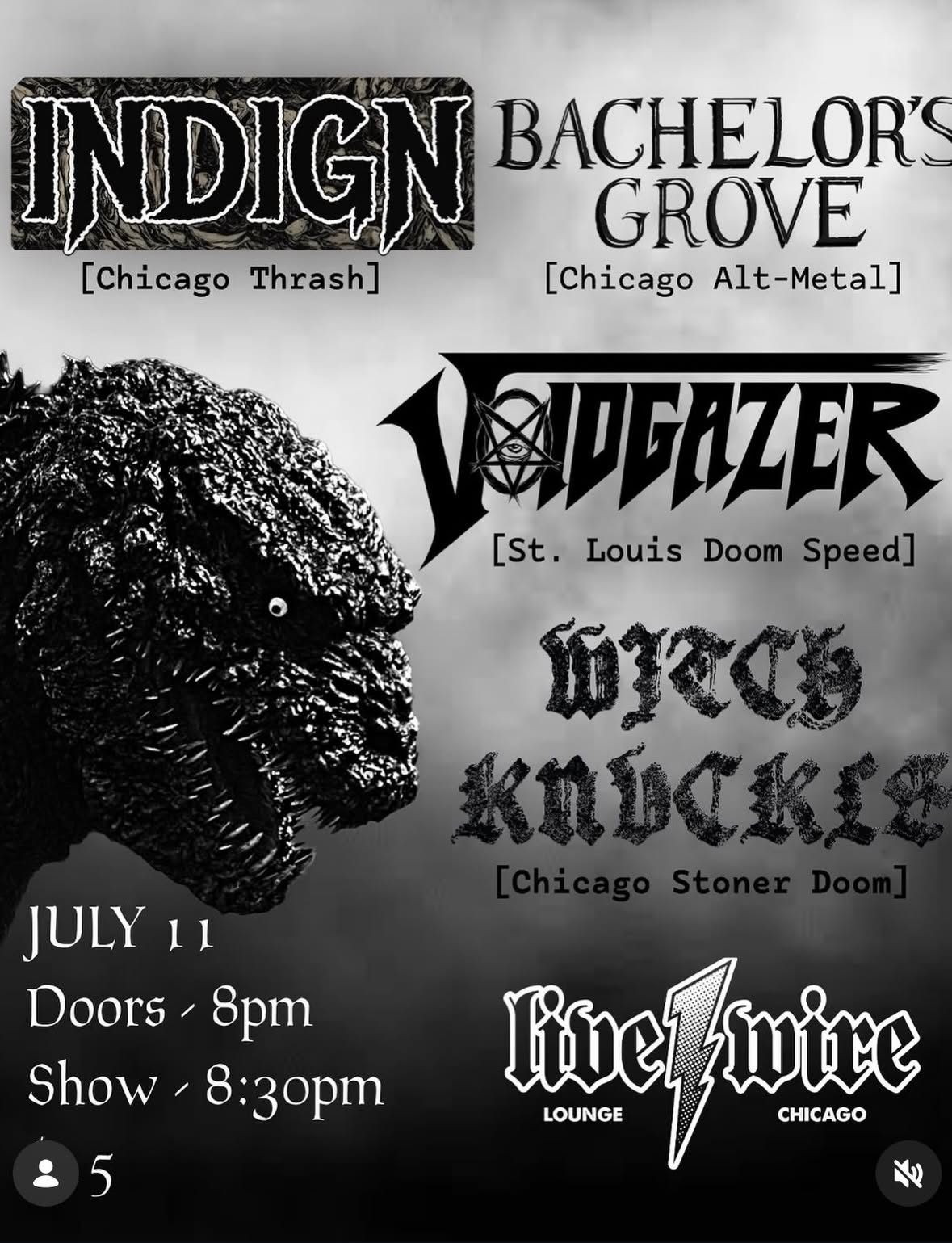 INDIGN, BACHELOR'S GROVE, WITCH KNUCKLE, VOIDGAZER
