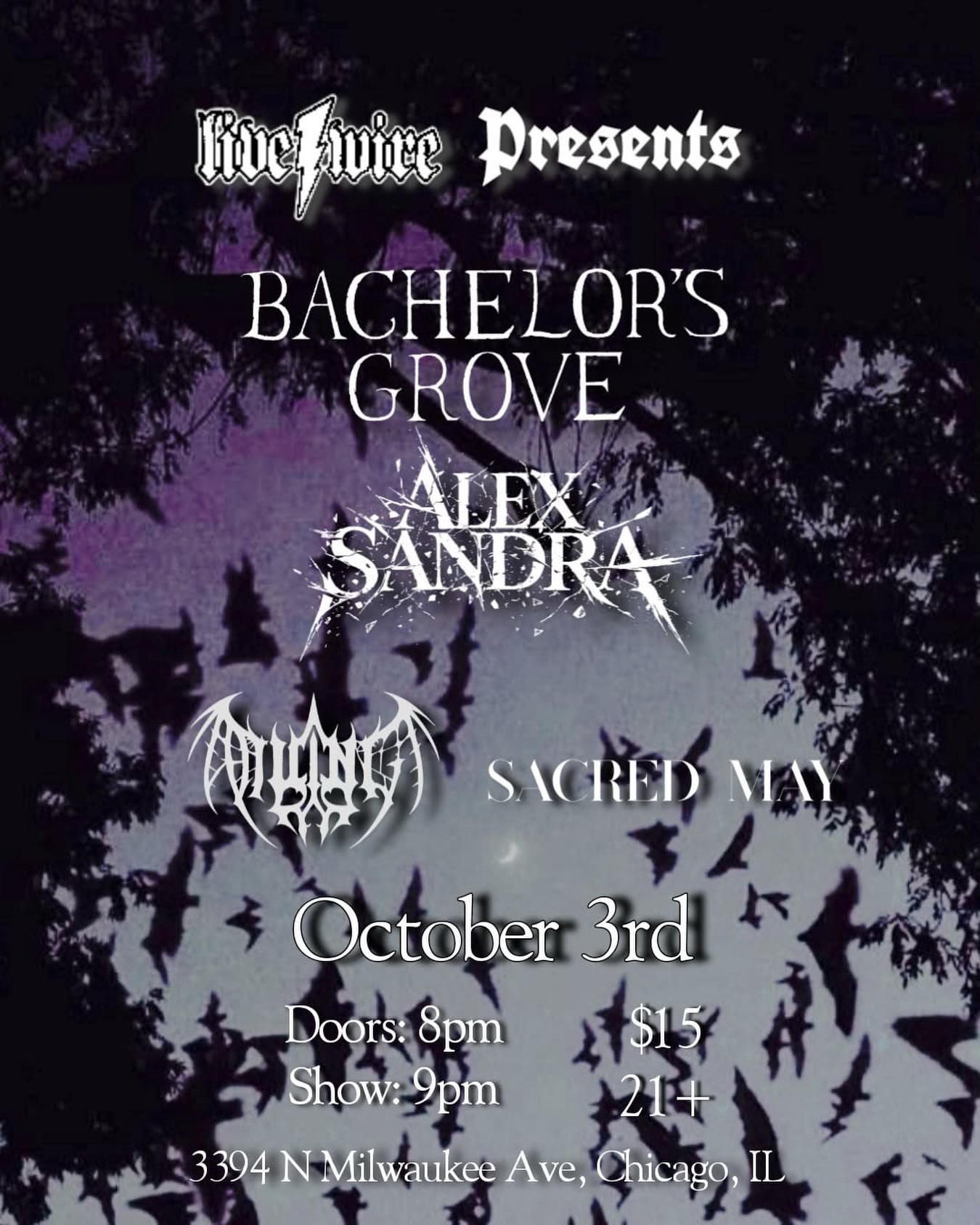 A WILLING END, BACHELORS GROVE, ALEXSANDRA, SACRED MAY