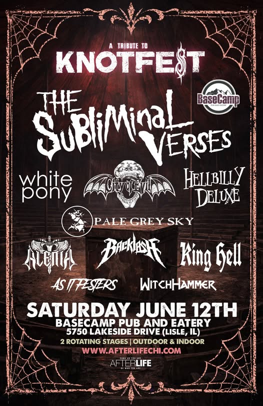 SUBLIMINAL VERSES, CITY OF EVIL, BACKLASH, WITCHHAMMER, ALENIA, AS IT FESTERS, KING HELL, WHITE PONY, PALE GREY SKY, HILLBILLY DELUXE